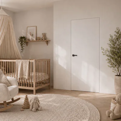 Zestaw Drzwi ukryte + Ościeżnica Porta HIDE Bezprzylgowe (otwierane na zewnątrz) Prawe 80cm płyta, SPA1110P08LBP0A7V0O000, OPA100LP080000AN300000