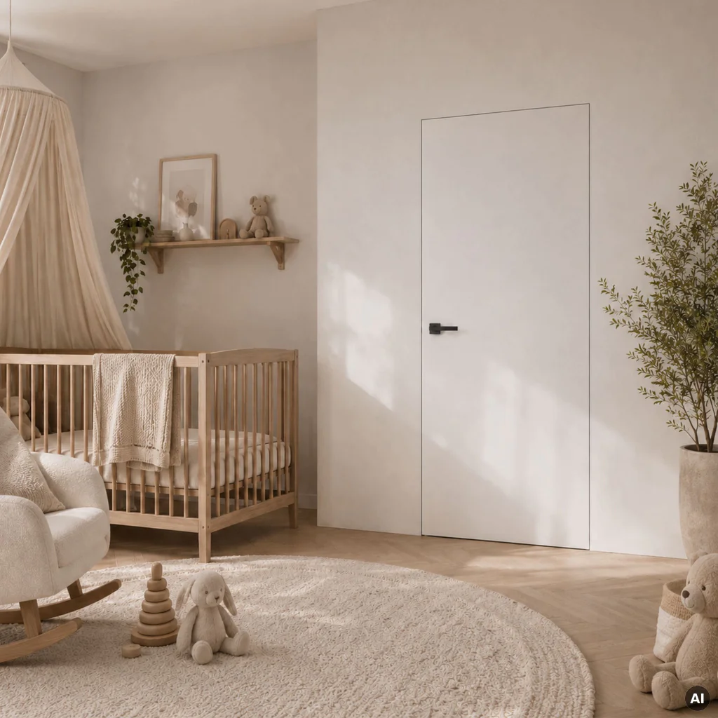 Zestaw Drzwi ukryte + Ościeżnica Porta HIDE Bezprzylgowe (otwierane na zewnątrz) Prawe 80cm płyta, SPA1110P08LBP0A7V0O000, OPA100LP080000AN300000, Zestaw, PORTA HIDE, PORTA