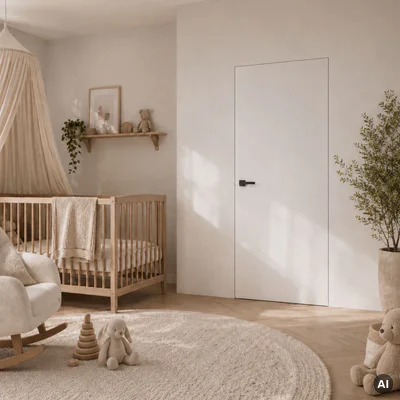 Zestaw Drzwi ukryte + Ościeżnica Porta HIDE Bezprzylgowe (otwierane na zewnątrz) Prawe 80cm płyta, SPA1110P08LBP0A7V0O000, OPA100LP080000AN300000