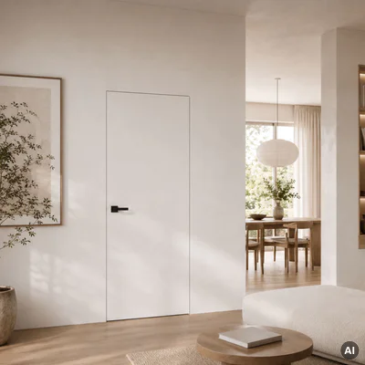 Zestaw Drzwi ukryte + Ościeżnica Porta HIDE Bezprzylgowe (otwierane na zewnątrz) Lewe 80cm płyta, SPA1110L08LBP0A7V0O000, OPA100LL080000AN300000