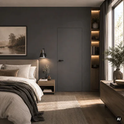 Zestaw Drzwi ukryte + Ościeżnica Porta HIDE Bezprzylgowe (otwierane na zewnątrz) Lewe 80cm płyta, SPA1110L08LBP0A7V0O000, OPA100LL080000AN300000