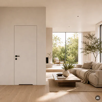 Zestaw Drzwi ukryte + Ościeżnica Porta HIDE WC Bezprzylgowe (otwierane na zewnątrz) Prawe 80cm płyta, SPA1110P08LBPWAYV0O000, OPA100LP080000AN300000