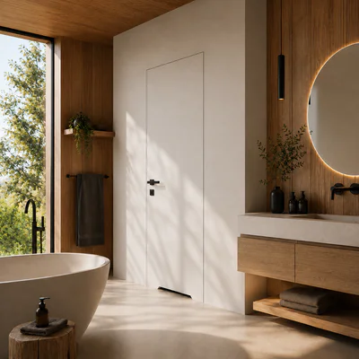 Zestaw Drzwi ukryte + Ościeżnica Porta HIDE WC Bezprzylgowe (otwierane na zewnątrz) Prawe 80cm płyta, SPA1110P08LBPWAYV0O000, OPA100LP080000AN300000