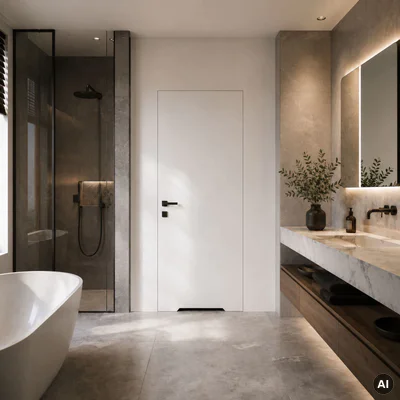 Zestaw Drzwi ukryte + Ościeżnica Porta HIDE WC Bezprzylgowe (otwierane na zewnątrz) Prawe 80cm płyta, SPA1110P08LBPWAYV0O000, OPA100LP080000AN300000