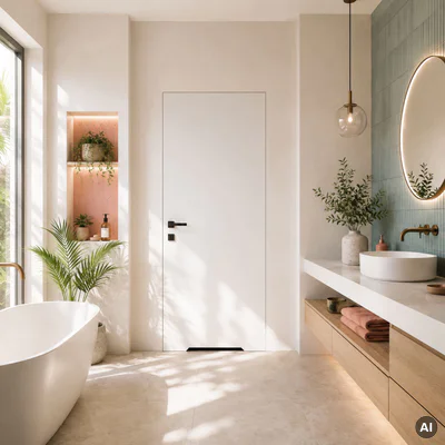 Zestaw Drzwi ukryte + Ościeżnica Porta HIDE WC Bezprzylgowe (otwierane na zewnątrz) Prawe 80cm płyta, SPA1110P08LBPWAYV0O000, OPA100LP080000AN300000
