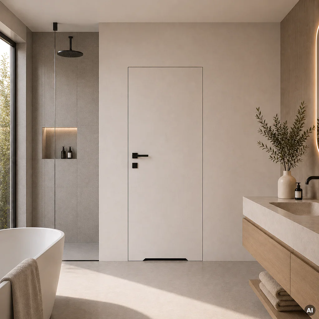 Zestaw Drzwi ukryte + Ościeżnica Porta HIDE WC Bezprzylgowe (otwierane na zewnątrz) Prawe 80cm płyta, SPA1110P08LBPWAYV0O000, OPA100LP080000AN300000, Zestaw, PORTA HIDE, PORTA