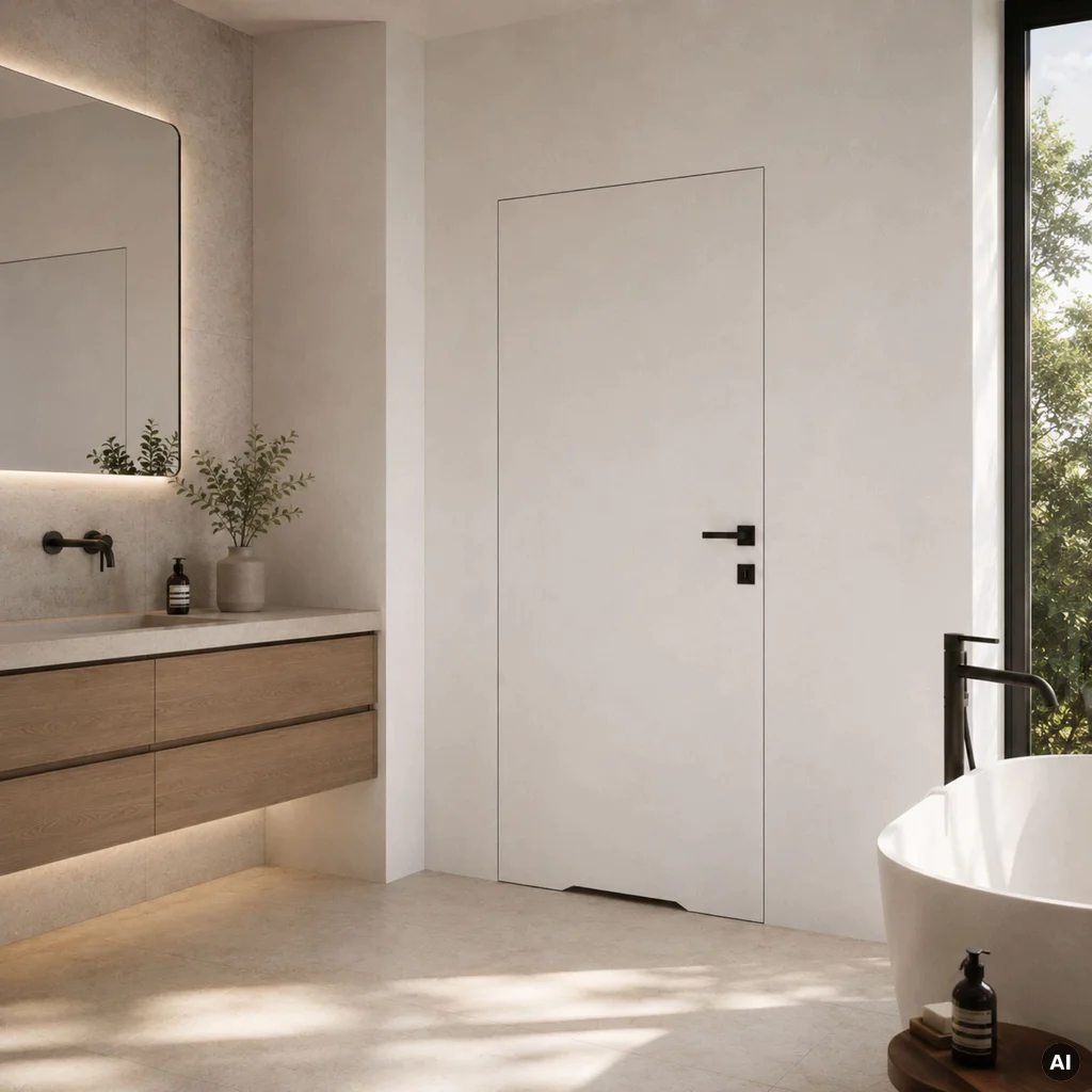 Zestaw Drzwi ukryte + Ościeżnica Porta HIDE WC Bezprzylgowe (otwierane na zewnątrz) Lewe 80cm płyta, SPA1110L08LBPWAYV0O000, OPA100LL080000AN300000, Zestaw, PORTA HIDE, PORTA