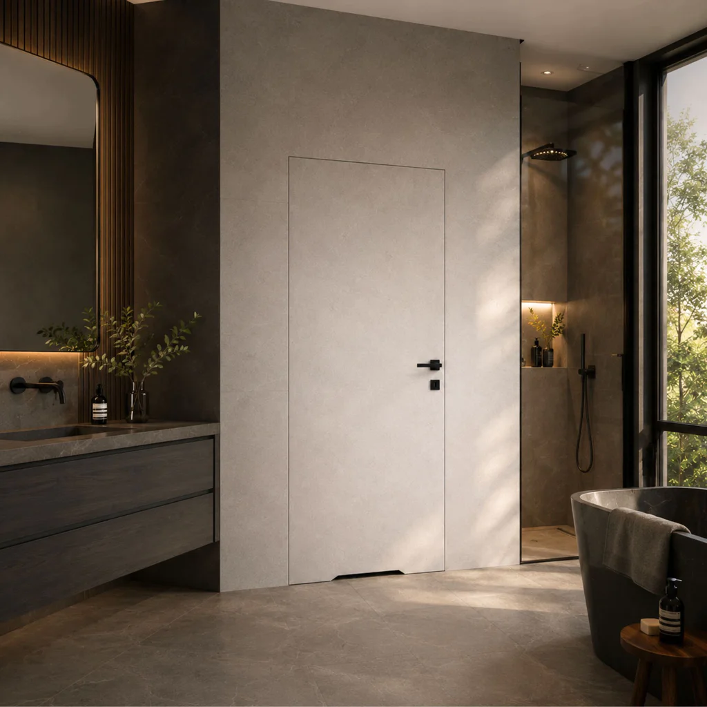 Zestaw Drzwi ukryte + Ościeżnica Porta HIDE WC Bezprzylgowe (otwierane na zewnątrz) Lewe 80cm płyta, SPA1110L08LBPWAYV0O000, OPA100LL080000AN300000, Zestaw, PORTA HIDE, PORTA