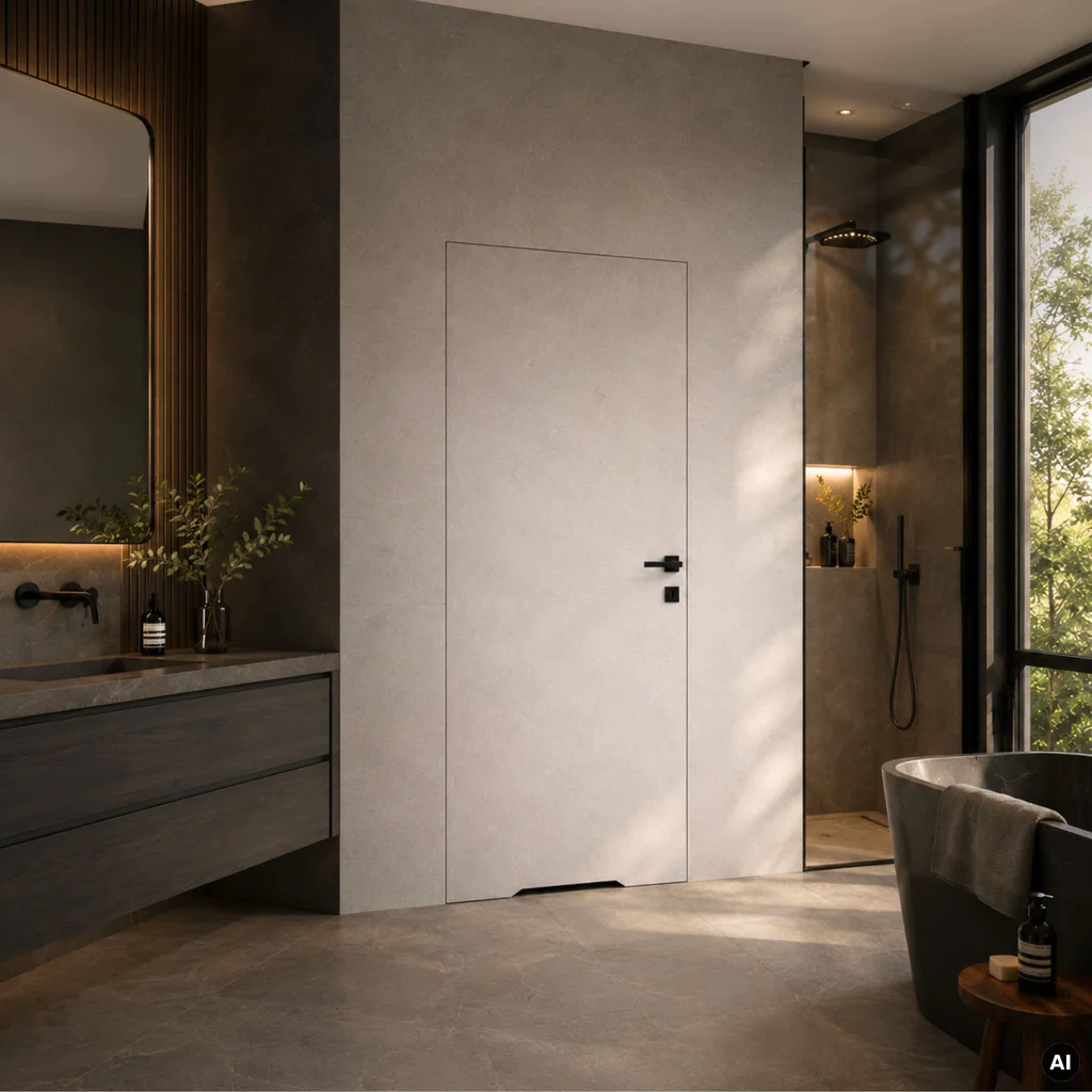 Zestaw Drzwi ukryte + Ościeżnica Porta HIDE WC Bezprzylgowe (otwierane na zewnątrz) Lewe 80cm płyta, SPA1110L08LBPWAYV0O000, OPA100LL080000AN300000, Zestaw, PORTA HIDE, PORTA