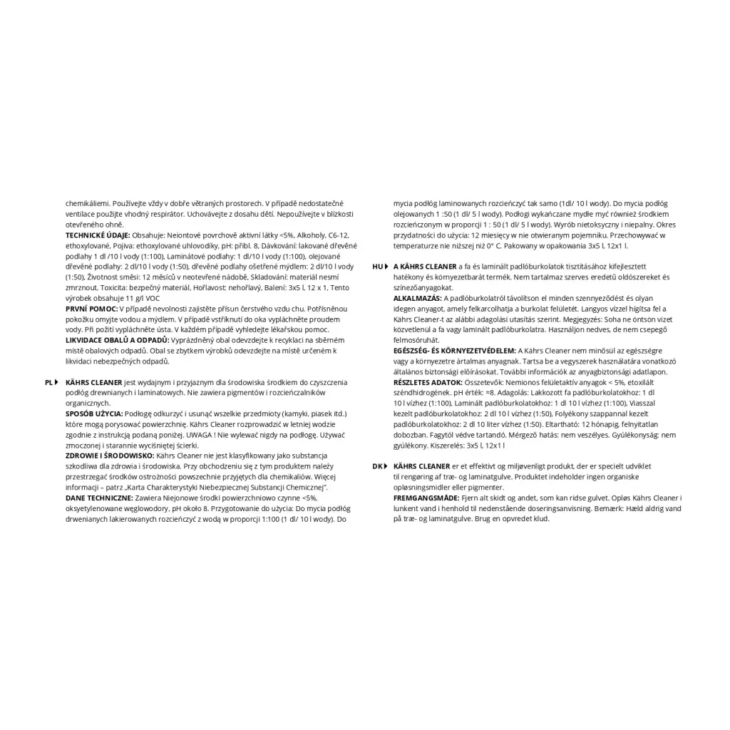 Kahrs Cleaner 1l Płyn Koncentrat do czyszczenia podłóg drewnianych i winylowych, 710518, Płyn Koncentrat do czyszczenia podłóg drewnianych i winylowych, Środki pielęgnacyjne Kahrs, Kahrs