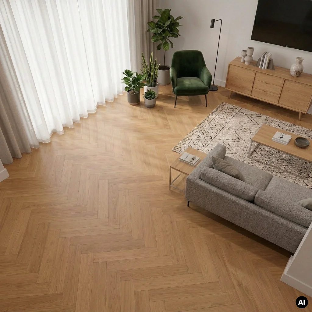 Podłoga drewniana Jodełka Dąb Kaschmir Calm 10.3 mm TAK, 78858, Podłoga drewniana, Jodła Weitzer Blok 750 Plus, Weitzer Parkett