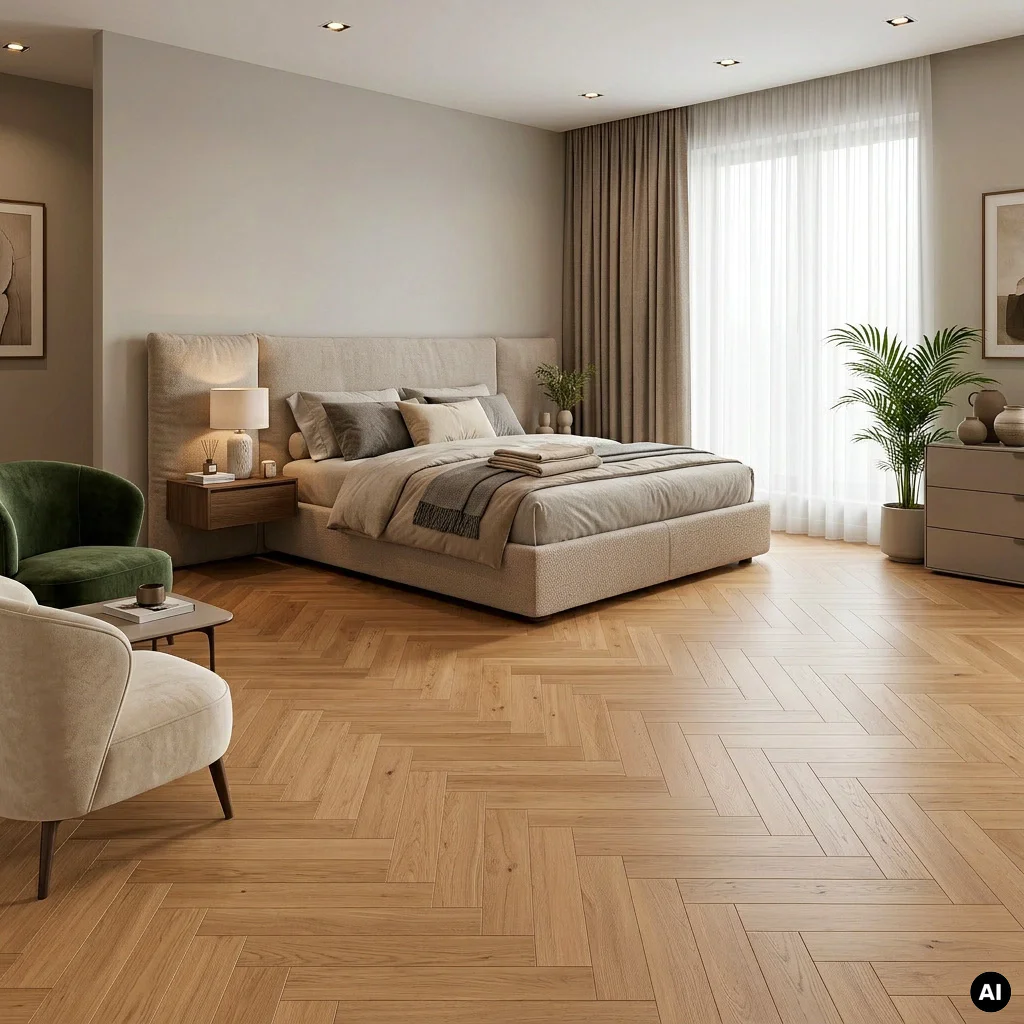 Podłoga drewniana Jodełka Dąb Kaschmir Calm 10.3 mm TAK, 78858, Podłoga drewniana, Jodła Weitzer Blok 750 Plus, Weitzer Parkett