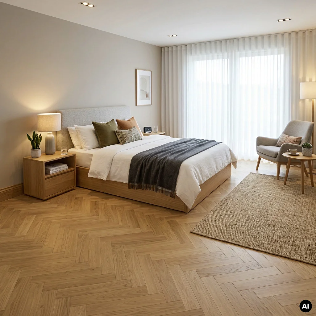 Podłoga drewniana Jodełka Dąb Pure Calm 10.3 mm TAK, 78861, Podłoga drewniana, Jodła Weitzer Blok 750 Plus, Weitzer Parkett