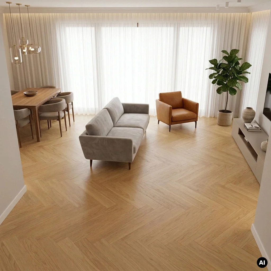Podłoga drewniana Jodełka Dąb Pure Calm 10.3 mm TAK, 78861, Podłoga drewniana, Jodła Weitzer Blok 750 Plus, Weitzer Parkett