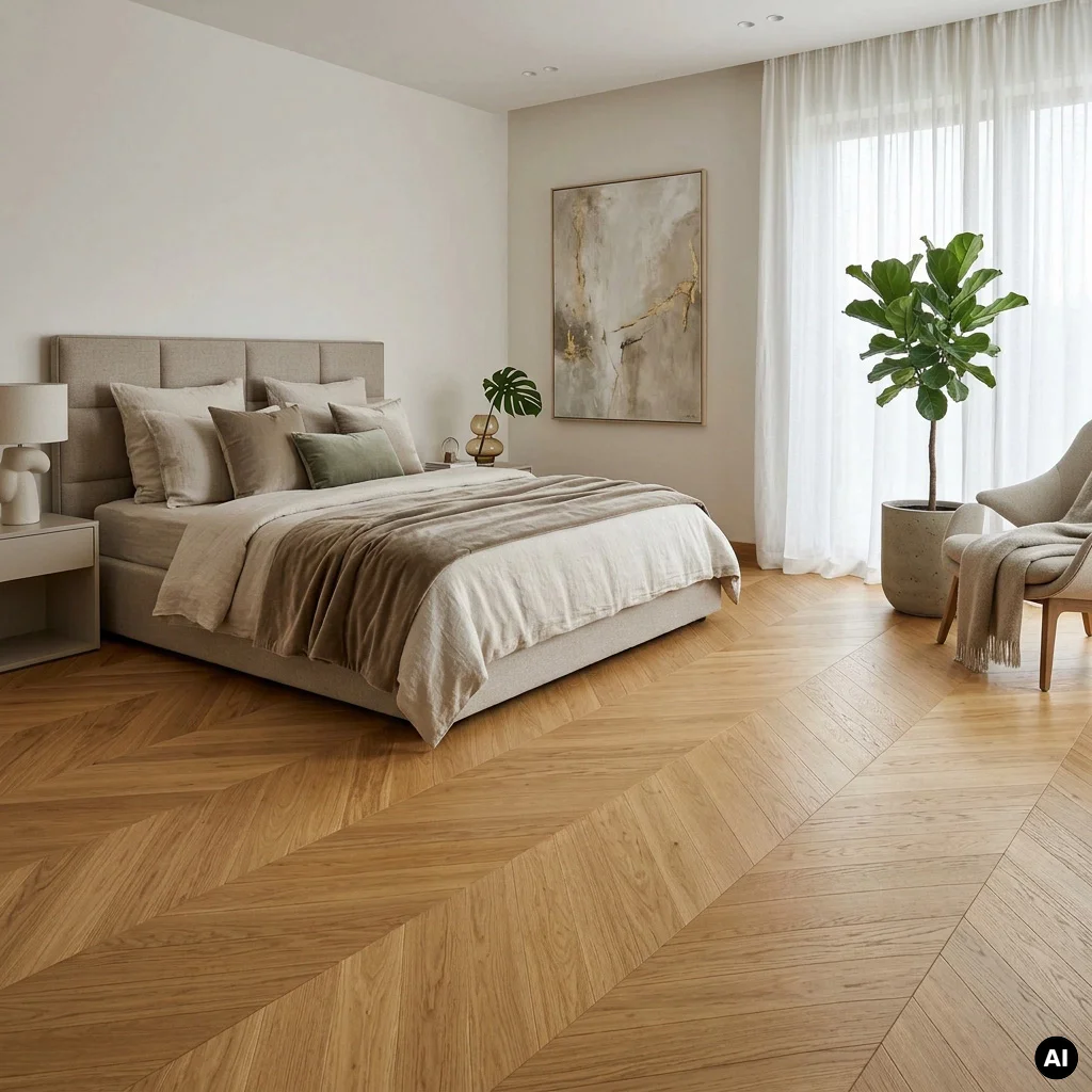 Podłoga drewniana Jodełka Dąb Naturalny 45° Calm 10.3 mm TAK, 79729, Podłoga drewniana, Jodła Weitzer Blok 750 Plus, Weitzer Parkett