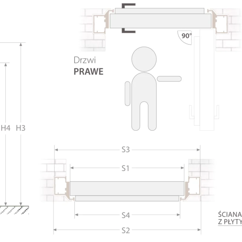 Zestaw Drzwi ukryte + Ościeżnica ukryta bezprzylgowe (otwi