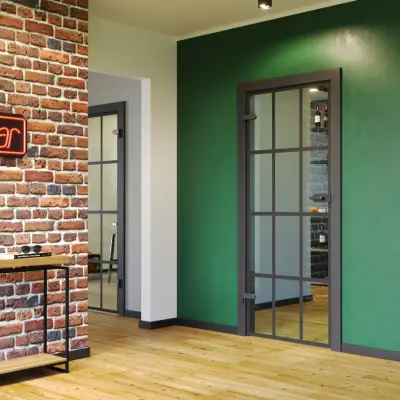 Drzwi Porta GLASS szyba przezroczysta z malowanymi szprosami, wzór 2