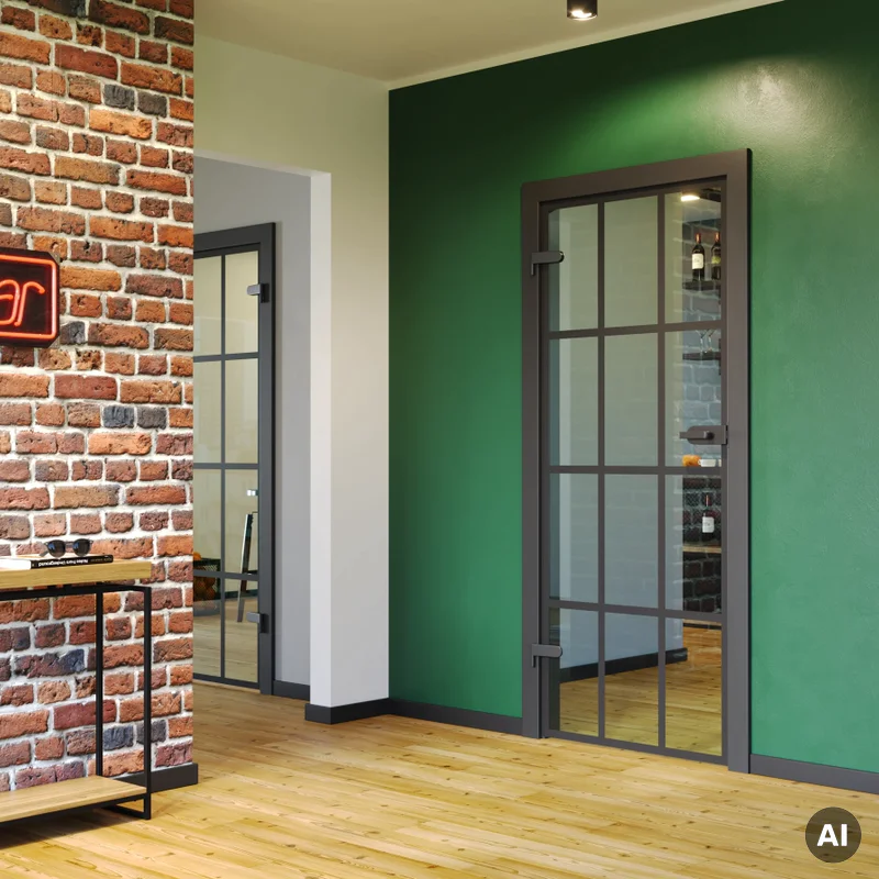 Drzwi Porta GLASS szyba matowa z malowanymi szprosami, wzór