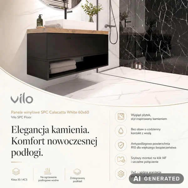 Panele winylowe SPC Calacatta White Jasny 6 mm Klasa 33, 607