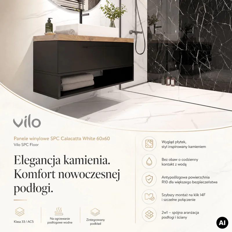 Panele winylowe SPC Calacatta White 60x60 6074903 Klasa 33 6