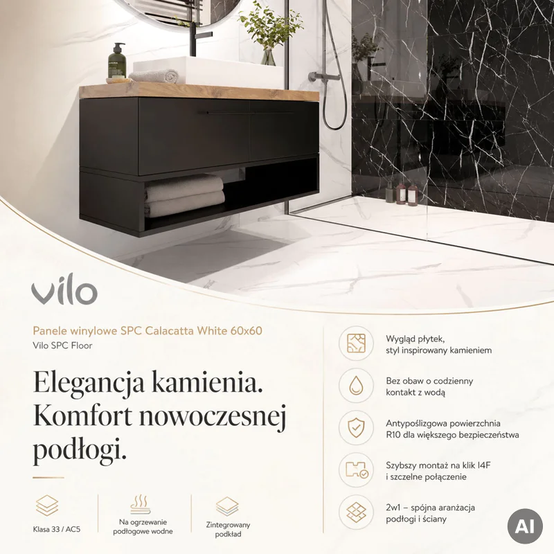 Panele winylowe SPC Calacatta White 60x60 6074903 Klasa 33 6