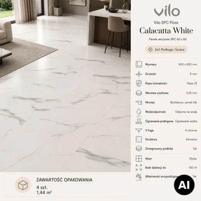 Panele winylowe SPC Calacatta White 60x60 6074903 Klasa 33 6 mm