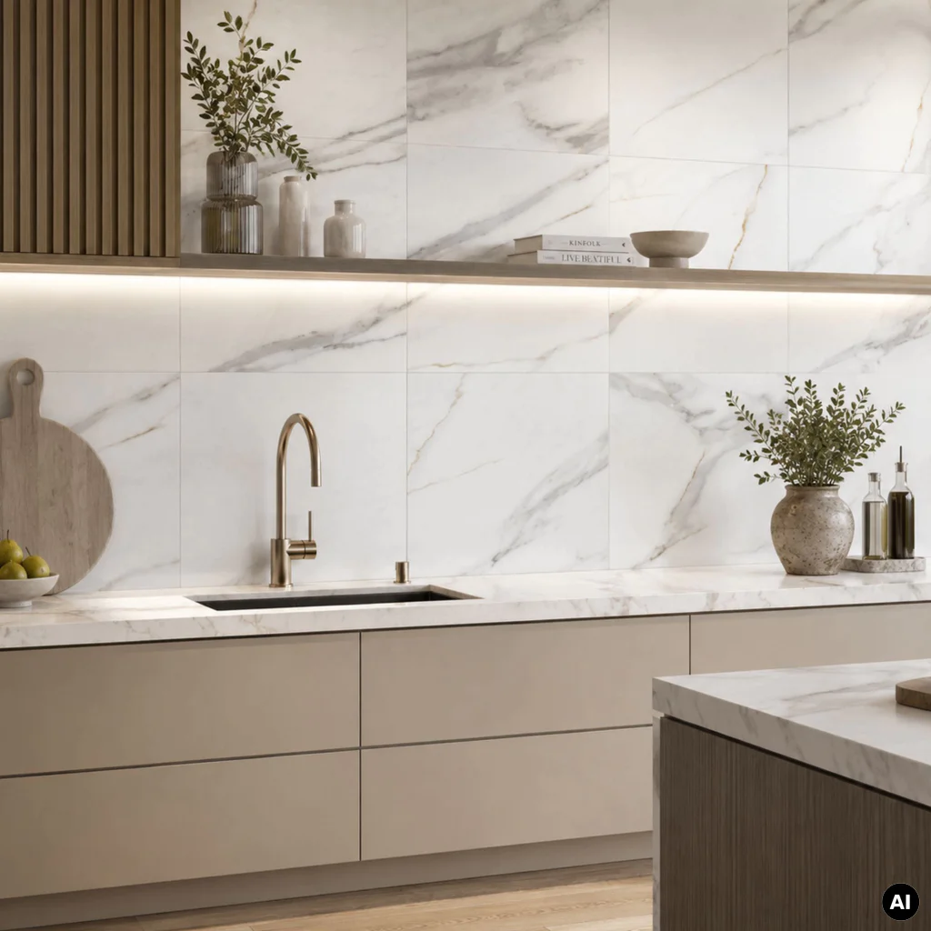 Panele winylowe SPC Calacatta White 60x60 6074903 Klasa 33 6 mm, Panele winylowe, Vilo SPC Floor, Vilo