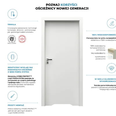Ościeżnica Wodoodporna Hydro Protect regulowana A 80-120 z kątownikiem 60 mm 70 Lewa Przylgowa, OPWC6A0L07DBI0SZ36C000