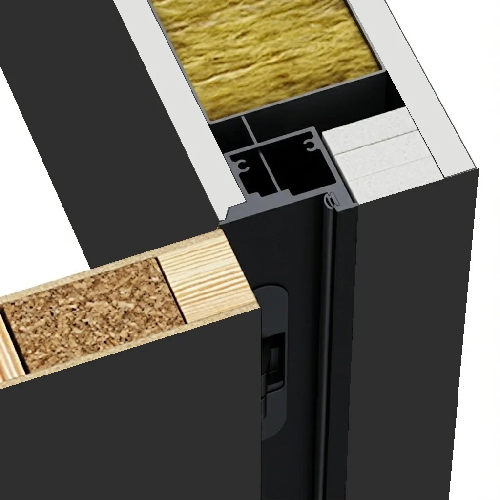 Ościeżnica Czarna do drzwi ukrytych Porta Hide Bezprzylgowa (otwierana na zewnątrz) Lewa 80cm, OPA100LL08LCM0CN300000, Ościeżnica, PORTA HIDE, PORTA