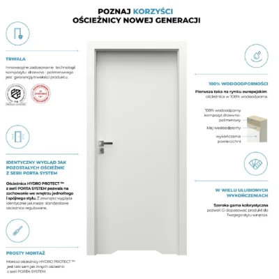 Ościeżnica Wodoodporna Hydro Protect regulowana c 120-160 z kątownikiem 60 mm 70 Lewa Przylgowa, OPWC6C0L07DBI0SZ36C000