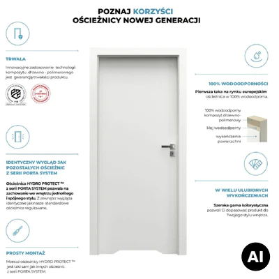 Ościeżnica Wodoodporna Hydro Protect regulowana E 160-200 z kątownikiem 60 mm 80 Prawa Przylgowa , OPWC6E0P08DBI0SZ36C000