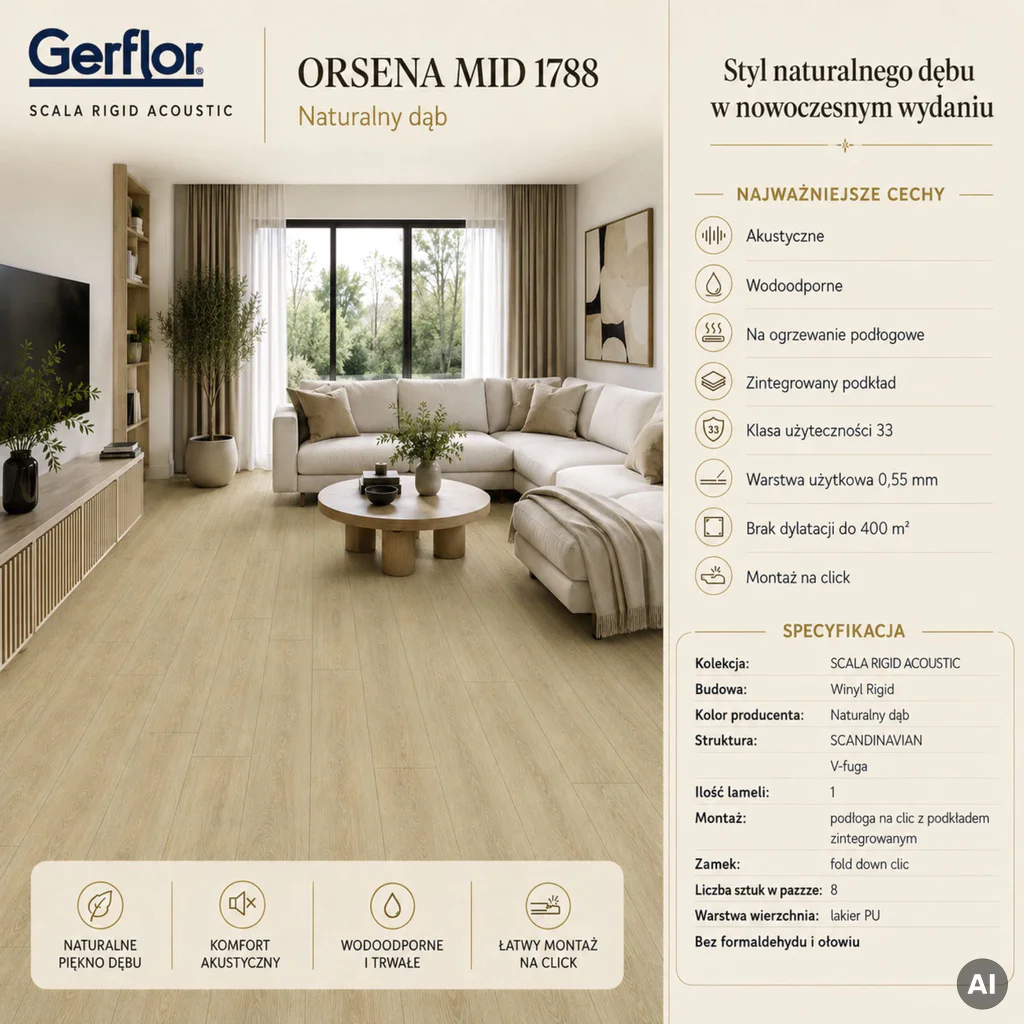 Panele winylowe Orsena Mid Klasa 33 5.5 mm, 61411788, Panele winylowe, Gerflor