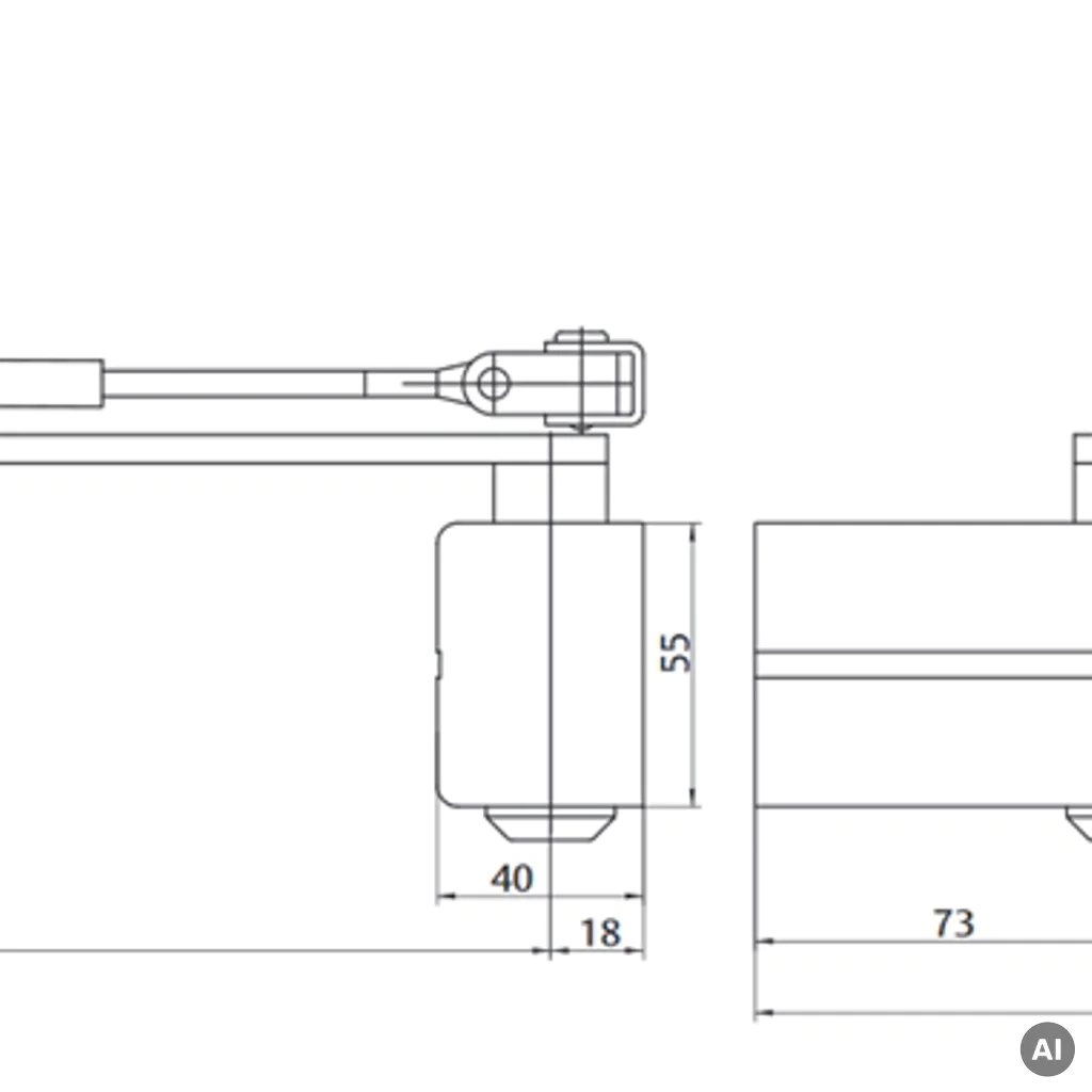 Samozamykacz Assa-Abloy DC140 z ramieniem Srebrny, DC140-DEV1, Samozamykacz