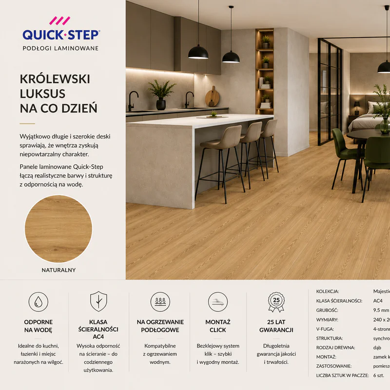 Panele Podłogowe Dąb Pustynny Naturalny Ciepły MJ3551 AC4