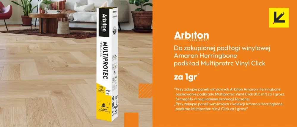 Przy zakupie paneli winylowych Amaron Herringbone, podkład 