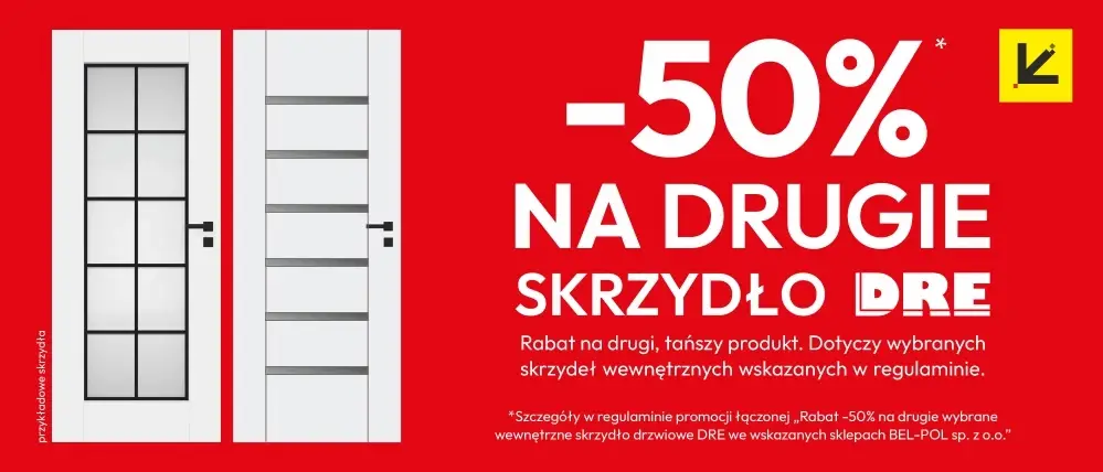 Rabat -50% na drugie skrzydło drzwi DRE. Szczegóły w regu