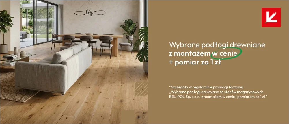 Promocja wybrane podłogi drewniane z montażem w cenie i po