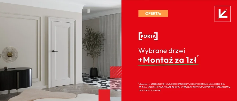 Oferta wybrane drzwi wewnętrzne PORTA z montażem za 1 zł