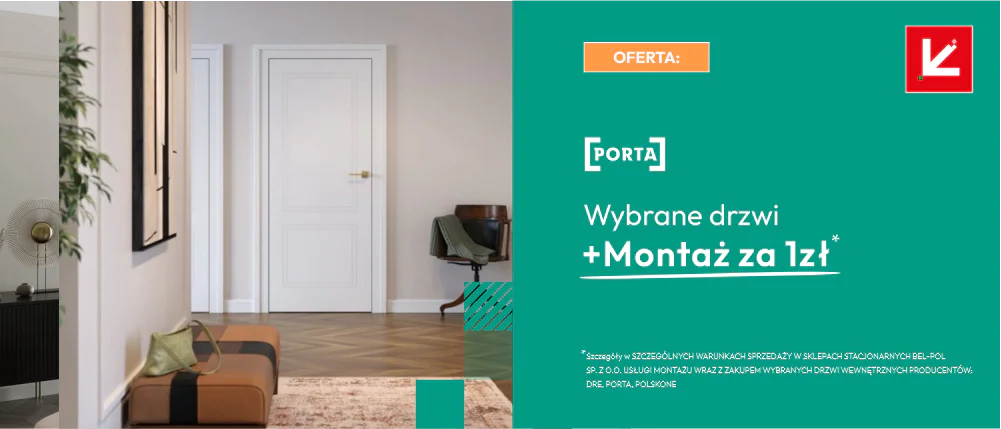 Oferta wybrane drzwi wewnętrzne PORTA z montażem za 1 zł.