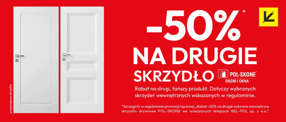 Promocja rabat -50% na drugie skrzydło drzwi POL-SKONE we w