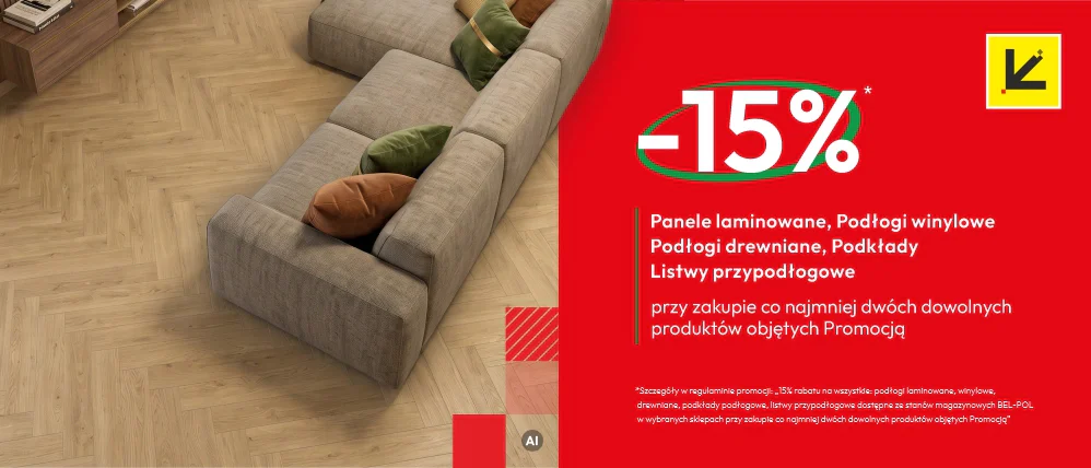 Promocja: -15%* na panele, podłogi, podkłady i listwy ze s